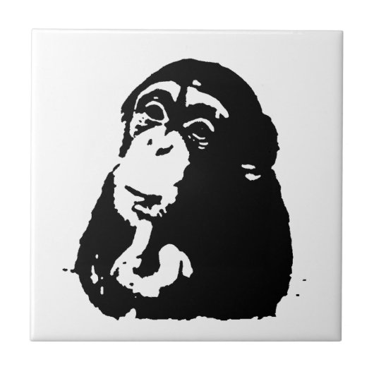 Pop Art Thinking Chimpanzee Tegeltje (Voorkant)