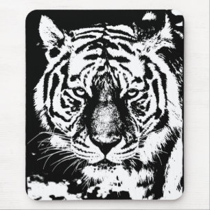 Pop Art Tiger Head Black en White Sjabloon Muismat