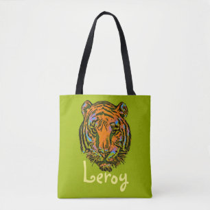 Pop Art TIGER HEAD + uw achterkant. en ideeën Draagtas