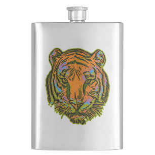 Pop Art TIGER HEAD + uw achterkant. en ideeën Heupfles