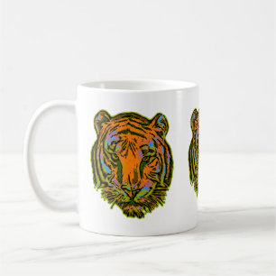 Pop Art TIGER HEAD + uw achterkant. en ideeën Koffiemok