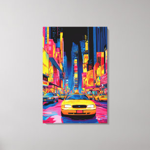 Pop Art Times Square met iconische gele taxi's Canvas Afdruk