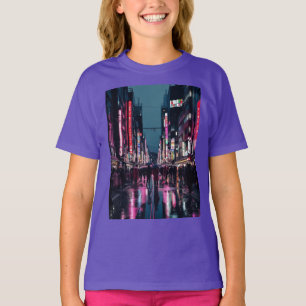 Pop Art Tokyo – Neon Cityscape met Bold Urban Vib T-shirt