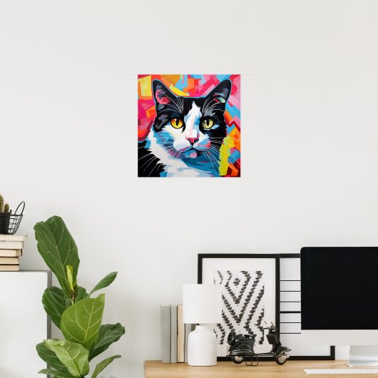 Pop Art Tuxedo Kat Poster (Thuiskantoor)