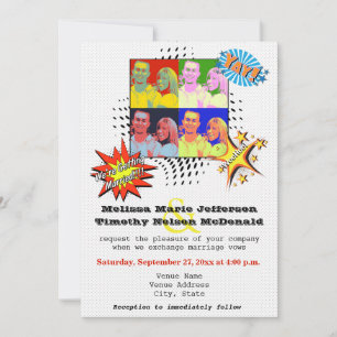 Pop Art Uw EIGEN FOTO Huwelijksuitnodiging Kaart