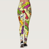 Pop Art Vibrant Retro Comic Texte Leggings (Dos)