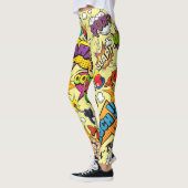Pop Art Vibrant Retro Comic Texte Leggings (Gauche)