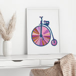 Pop Art vieux mode Unicycle Motif en rose<br><div class="desc">Un joli tableau d'un monocycle (vintage) à l'ancienne dans une jolie palette de couleurs cool.</div>