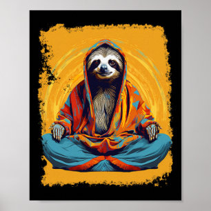 Pop Art Vintage Dierenpark Dier Luiaard Yoga Poster