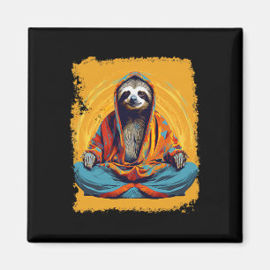 Pop Art Vintage Dierentuin Dier Luiaard Yoga Magneet
