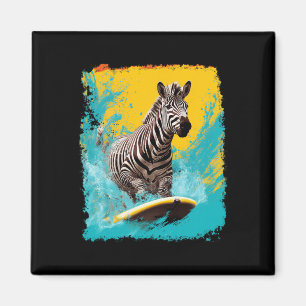 Pop Art Vintage Dierentuin Dier Zebra Surfen Magneet