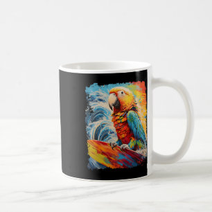 Pop Art Vintage Huisdier Vogel Papegaai Surfen Koffiemok