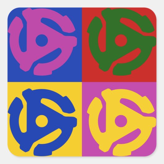 Pop Art Vinyl Record 45 RPM Insert Vierkante Sticker (Voorkant)