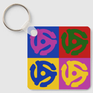 Pop Art Vinyl Record 45 RPM Invoegen Sleutelhanger