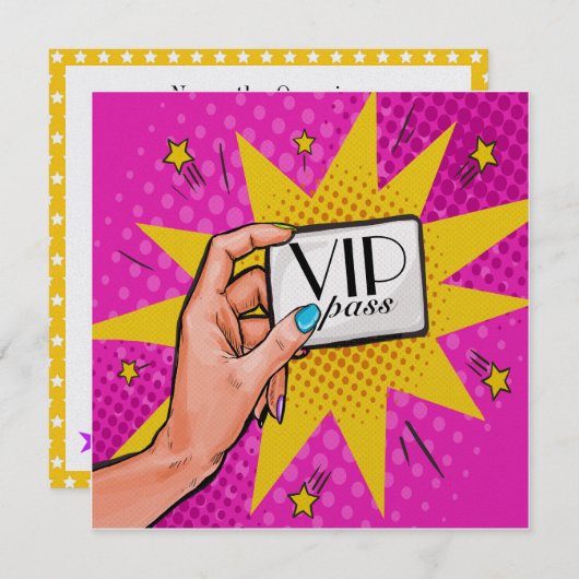 Pop Art VIP-uitnodiging Kaart (Voorkant / Achterkant)
