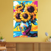 Pop Art Vision van Zonnebloemen Canvas Afdruk (Insitu (Woonkamer))