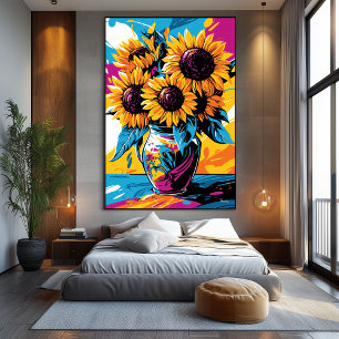 Pop Art Vision van Zonnebloemen Canvas Afdruk