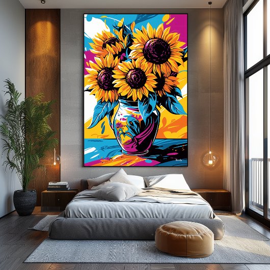 Pop Art Vision van Zonnebloemen Canvas Afdruk