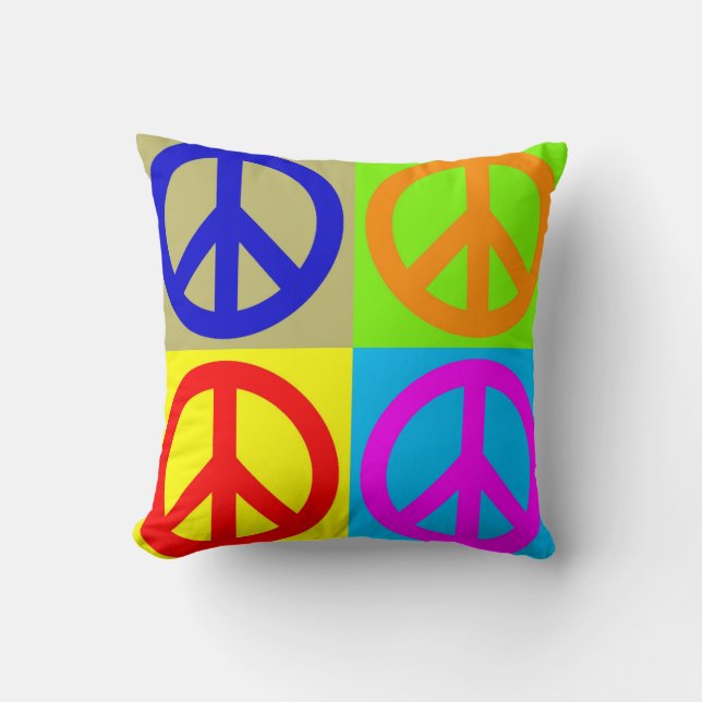 Pop Art Vredesteken Symbool Polyester Sierkussen (Voorkant)