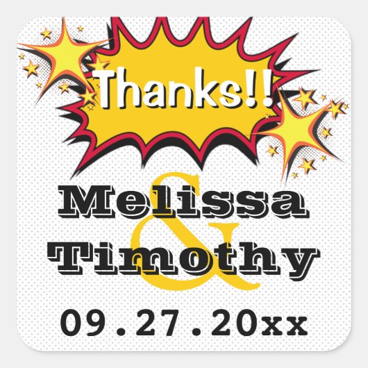 Pop Art Wedding Favor Sticker (Voorkant)