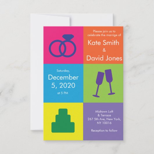 Pop Art Wedding Invitation Kaart (Voorkant)