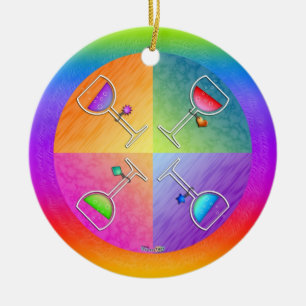 Pop Art WIJN HANGEND SIERAAD Keramisch Ornament