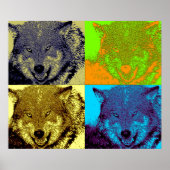 Pop Art Wild Wolf in Snow Art Poster Imprimer (Devant)