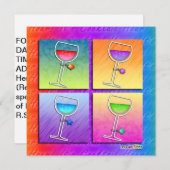 Pop Art Wine Uitnodiging (Voorkant / Achterkant)