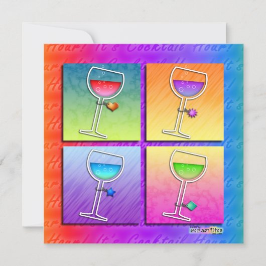 Pop Art Wine Uitnodiging (Voorkant)