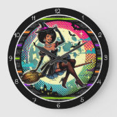 Pop Art Witch Halloween Grote Klok (Voorkant)