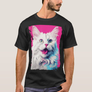 Pop Art Witte Kat Roze T-shirt