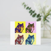 Pop Art Wolf Briefkaart (Staand voorkant)