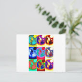 Pop Art Wolf Briefkaart (Staand voorkant)