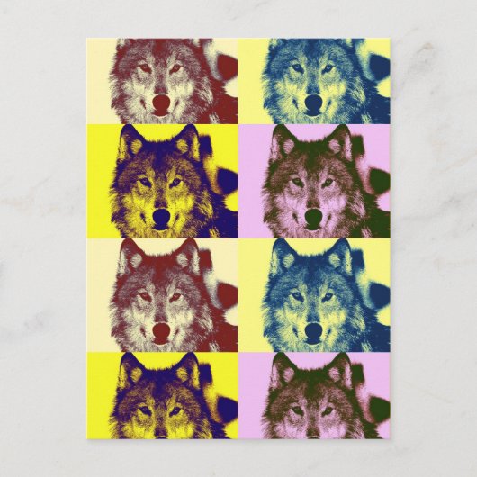 Pop Art Wolf Briefkaart (Voorkant)