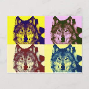 Pop Art Wolf Briefkaart