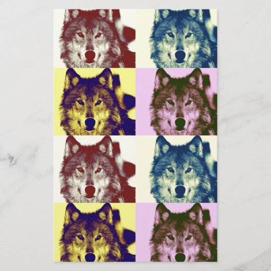 Pop Art Wolf Briefpapier (Voorkant)