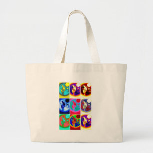 Pop Art Wolf Grote Tote Bag