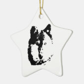 Pop Art Wolf Keramisch Ornament (Links)