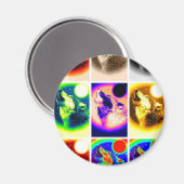Pop Art Wolf Magneet (Voorkant / Achterkant)