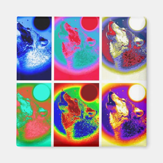 Pop Art Wolf Magneet (Voorkant)