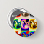 Pop Art Wolf Ronde Button 5,7 Cm (Voorkant /achterkant)