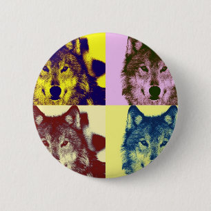 Pop Art Wolf Ronde Button 5,7 Cm