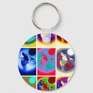 Pop Art Wolf Sleutelhanger