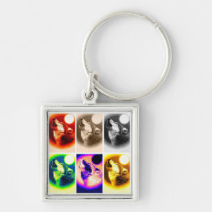 Pop Art Wolf Sleutelhanger