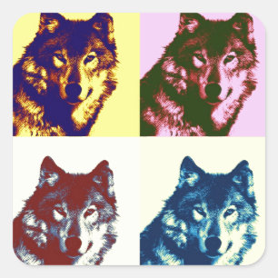 Pop Art Wolf Vierkante Sticker