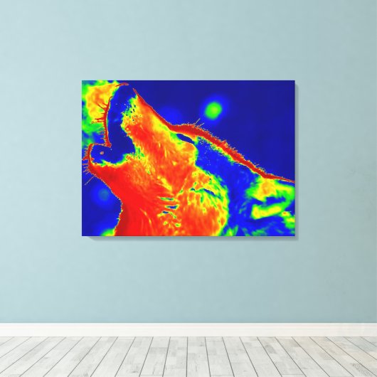 Pop Art Wolf Wrapped Canvas (Insitu (Houten vloer))