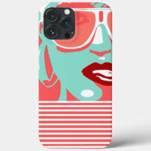 Pop Art Woman White Sunglazen Band Red Lips iPhone 13 Pro Max Hoesje