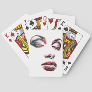 Pop Art Womans Face Makeup schoonheid Abstracte ku Pokerkaarten