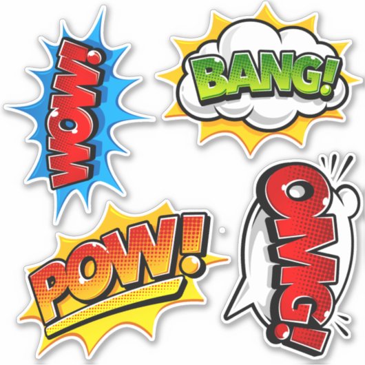 Pop Art Wow Bang OMG Pow! Sticker (Voorkant)