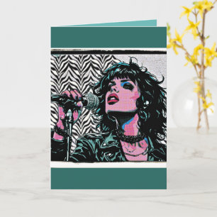 Pop Art Zanger Halftone Punk Rocker Muziek Liefheb Kaart